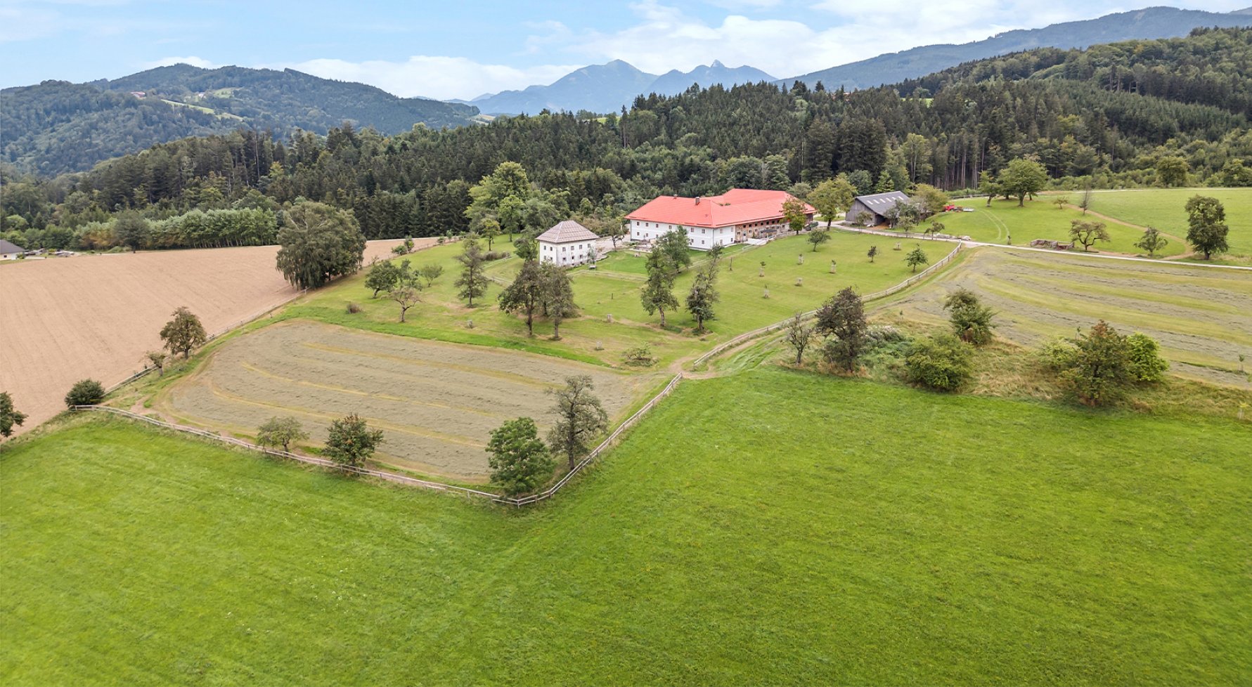 Property in 4816 Salzkammergut - Nähe Gmunden : PANORAMIC VIEW TO FALL IN LOVE WITH! Traditional square farm in a premium location - picture 1