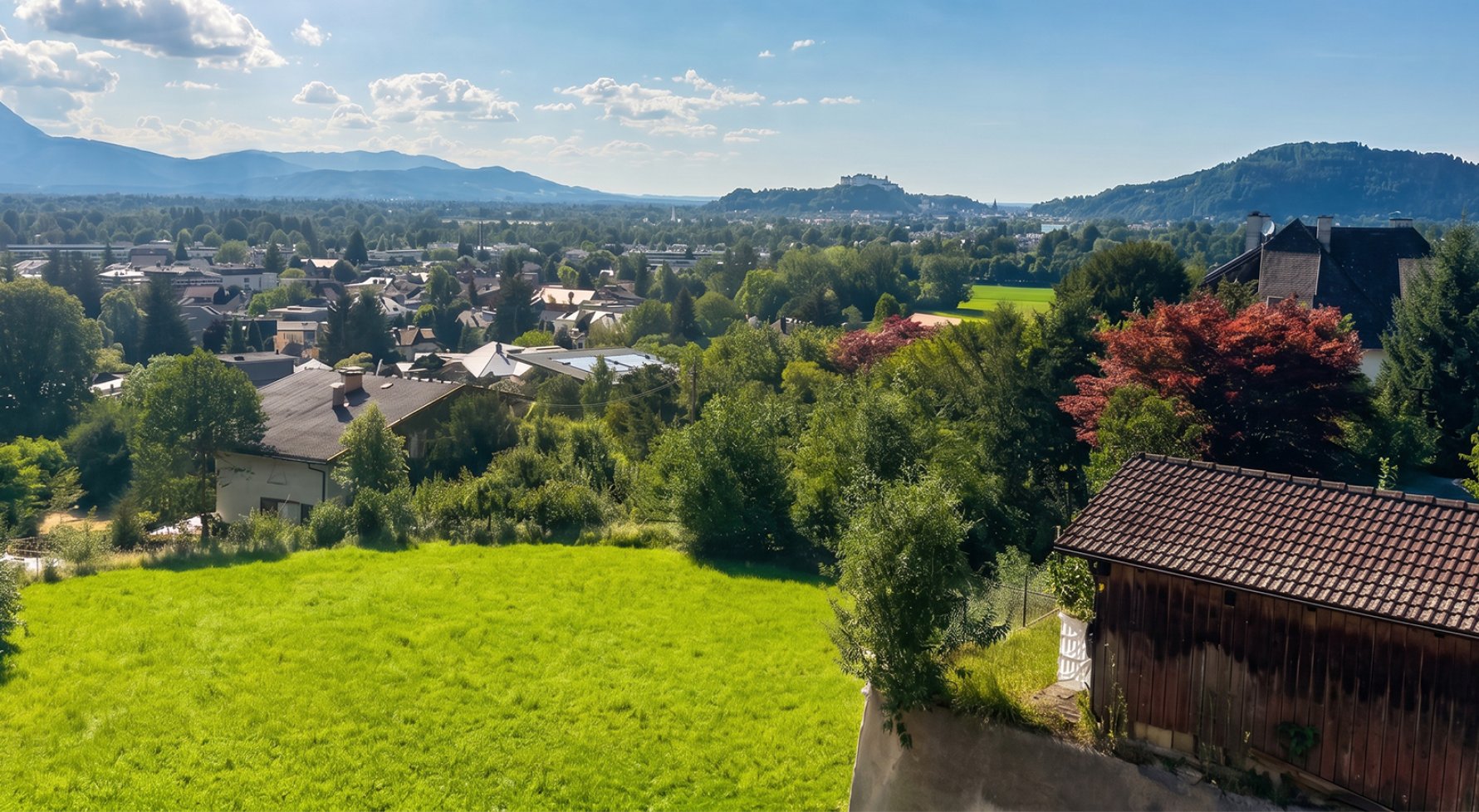 Immobilie in 5061 Salzburg - Elsbethen - Aigen: Festungsblick! Grundstück in exklusiver Ruhelage mit bewilligter Planung - bild 1
