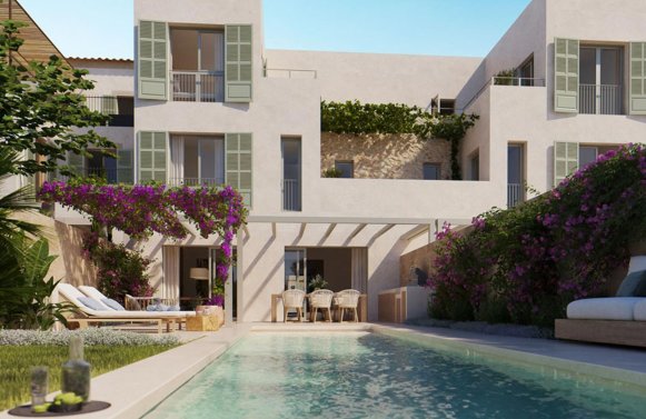 Immobilie in 07650  Mallorca - Santanyi: Modernes, luxuriöses Dorfhaus auf 3 Etagen mit Pool und Dachterrasse in Santanyí