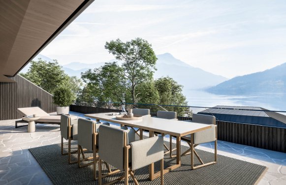 Immobilie in 4853  Salzkammergut - Steinbach am Attersee: Diesen Ausblick können sie jeden Tag haben!  Terrassenwohnung am Attersee