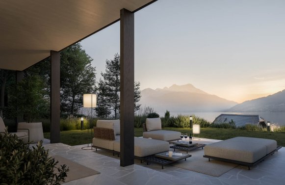 Immobilie in 4853  Salzkammergut - Steinbach am Attersee: 3-Zimmer Gartenwohnung: Outdoor-Living am Attersee mit privatem Seezugang