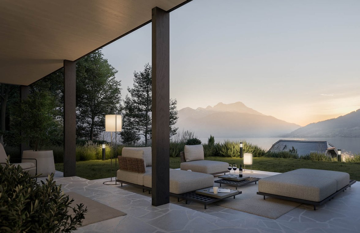 Nemovitosti v 4853  Salzkammergut - Steinbach am Attersee: 3pokojový zahradní byt: venkovní bydlení u Attersee s vlastním přístupem k jezeru - obrázek 1