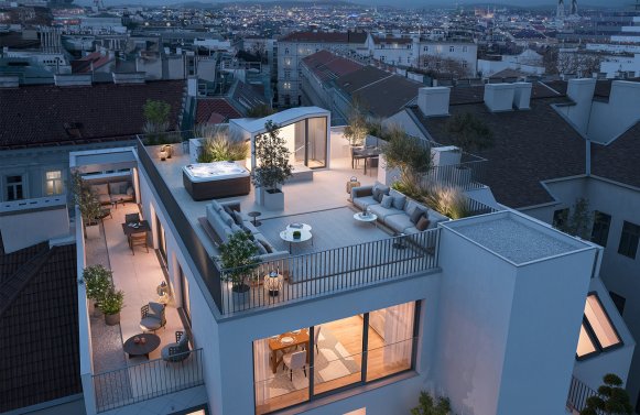 Immobilie in 1090 Wien, 9. Bezirk: Sonnendurchflutete Terrassenresidenz – Wohnen über dem Servitenviertel