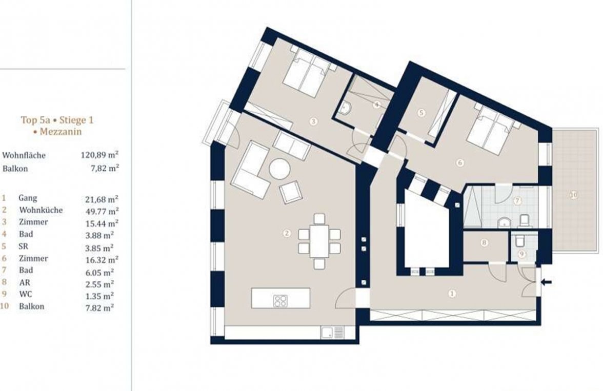 Immobilie in 1090 Wien, 9. Bezirk: Grand Park Residence: Edle 3-Zimmer-Wohnung mit Balkon - bild 5