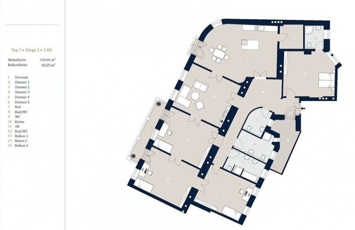 Immobilie in 1090 Wien, 9. Bezirk: Grand Park Residence: Stilvolle 6-Zimmer-Eigentumswohnung mit Balkonfläche - bild 5