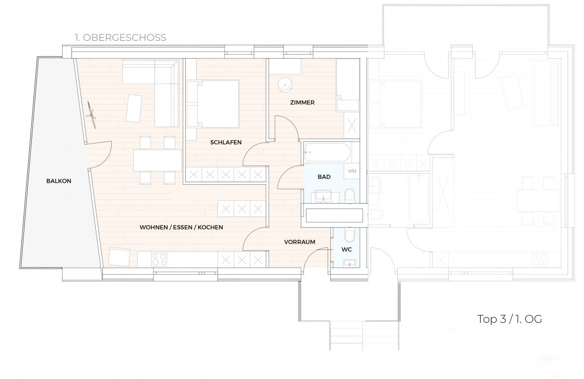 Immobilie in 5020 Salzburg - Leopoldskron-Moos: 73 m² 3-Zimmer Wohnung mit unverbaubarem Blick auf den Untersberg - bild 5