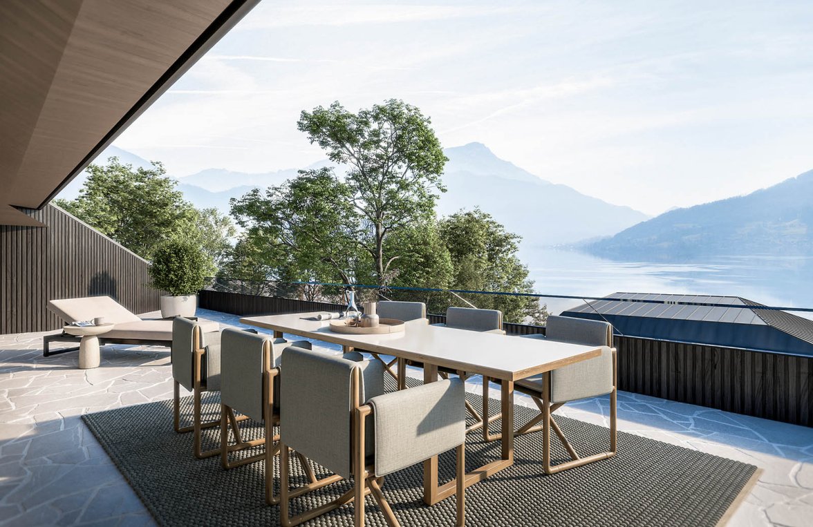 Immobilie in 4853  Salzkammergut - Steinbach am Attersee: Bühne frei für See, Sonne und Berge! Terrassenwohnung am Attersee mit Seezugang - bild 1