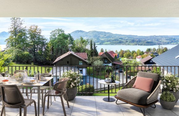 Property in 4853 Salzkammergut - Steinbach am Attersee: Attersee view! 3-room new-build apartment with large balcony