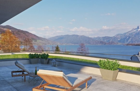 Property in 5310 Mondsee / Salzkammergut: The lake side of life! 3-room apartment with terrace at the Mondsee!